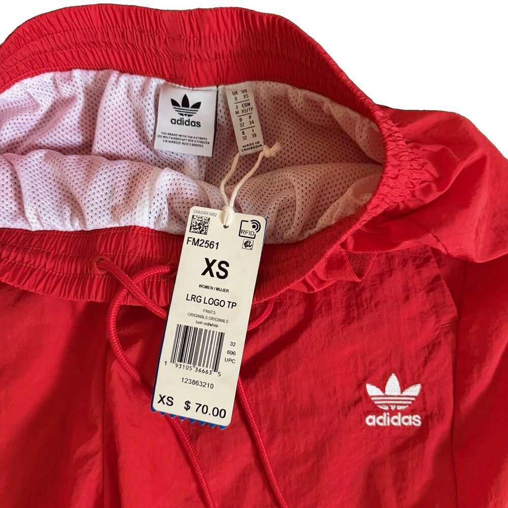 Adidas Originals Trefoil Big Logo Track Pants Joggers Lush Red White Size XS New - Picture 7 of 11